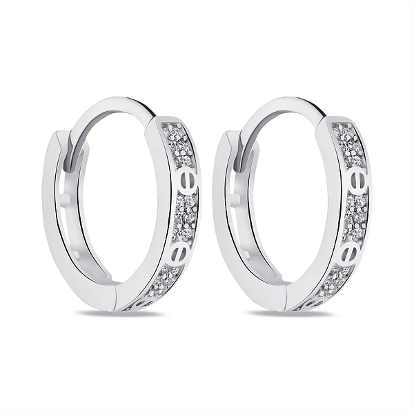Серьги-кольца из серебра с фианитами (арт. 7502/9177/10) – изображение 1