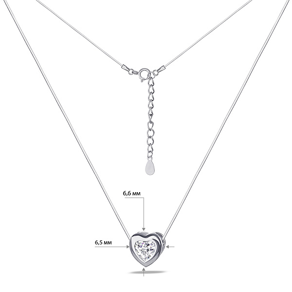 Серебряное колье невидимка с фианитом на леске (арт. 7607/888/2) – изображение 3