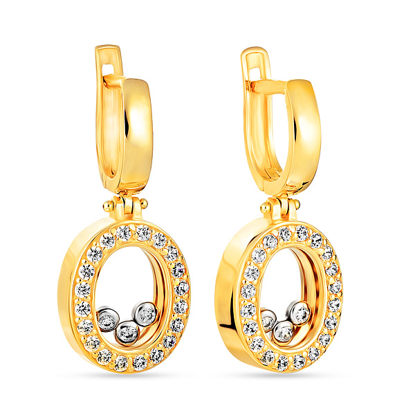 Золотые серьги подвески с фианитами (арт. 101052ж) – изображение 1