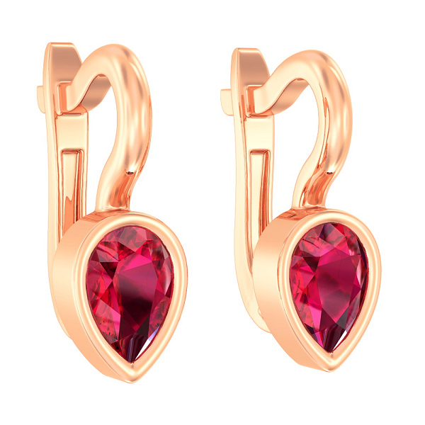 Дитячі золоті сережки з червоним фіанітом (арт. 110499к) – зображення 1