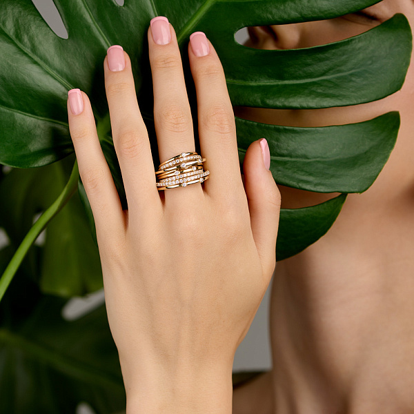 Кольцо Francelli из желтого золота с фианитами (арт. 140009ж) – изображение 2