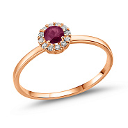 Золота каблучка з рубіном і діамантами (арт. К011635р)
