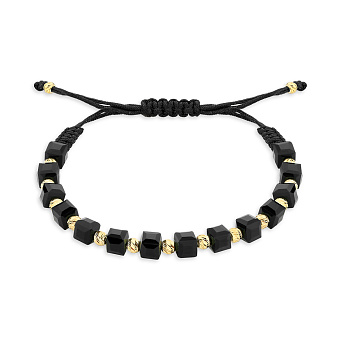 Фото Браслет на нитці з вставками зі срібла і оніксу (арт. 7309/4480жоч)