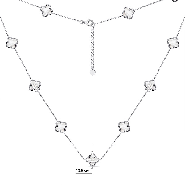 Срібне кольє Конюшина з перламутром (арт. 7507/1188/10п) – зображення 2