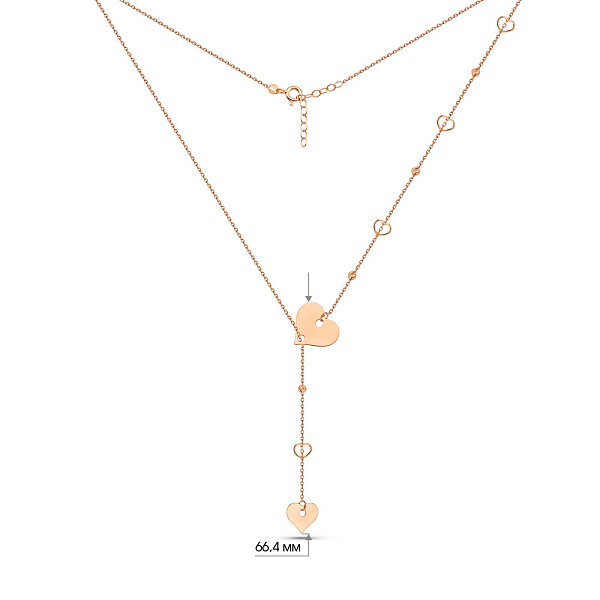 Золотое колье-галстук с сердечками (арт. 352768) – изображение 4