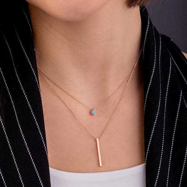 Золотое многослойное колье с бирюзой (арт. 352601ПБ) – изображение 3