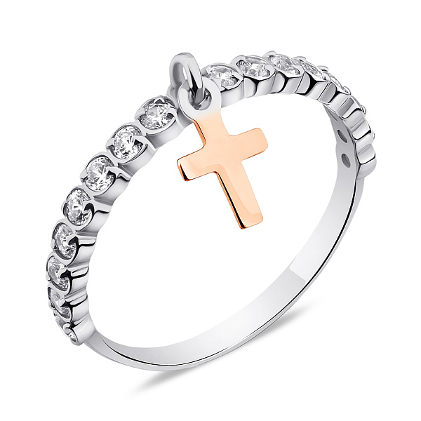 Серебряное кольцо с подвеской и золотой накладкой (арт. 7201/007/1кю) – изображение 1