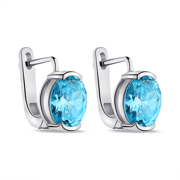 Серьги из серебра с голубыми фианитами (арт. 7502/СК2ФТ/378) – изображение 1