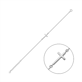 Фото Серебряный браслет Крестик без камней (арт. 7509/4934)