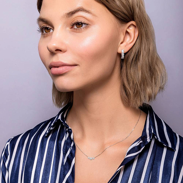 Серьги из белого золота с бриллиантами (арт. С011453100б) – изображение 3