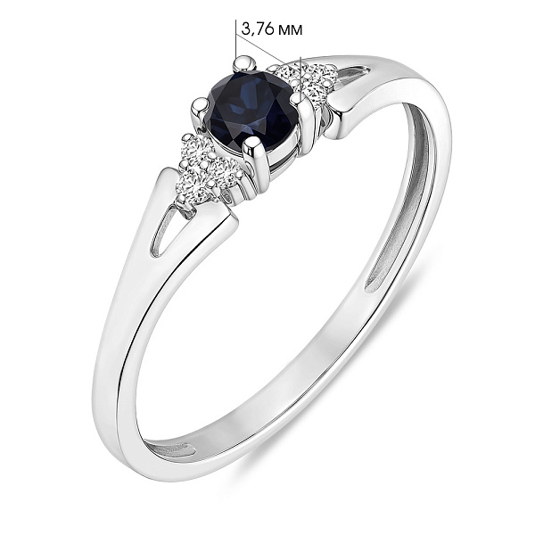 Кольцо из белого золота с сапфиром и бриллиантами (арт. К011063бс) – изображение 2