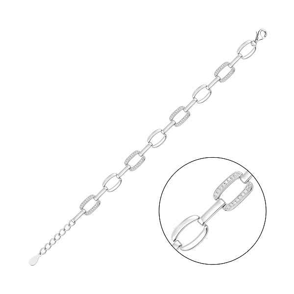 Массивный серебряный браслет с фианитами (арт. 7509/5514) – изображение 1