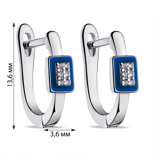 Серьги из серебра с эмалью и фианитами (арт. 7502/9496ес) – изображение 2