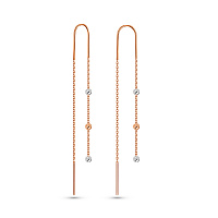 Сережки-протяжки з червоного і білого золота (арт. 110720кб)