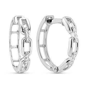 Серьги-кольца из белого золота с бриллиантами (арт. С011384б)