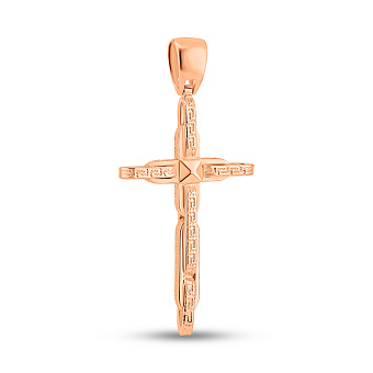 Крестик из красного золота с греческим орнаментом (арт. 424957/1)