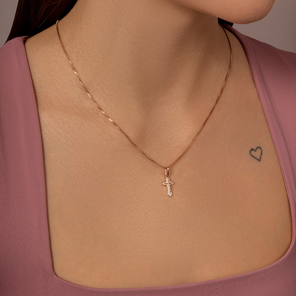 Золотий хрестик з розп'яттям та емаллю (арт. 501712еб) – зображення 3