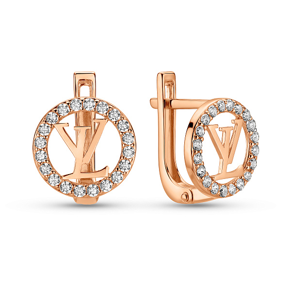 Золотые серьги с фианитами (арт. 1101235) – изображение 1