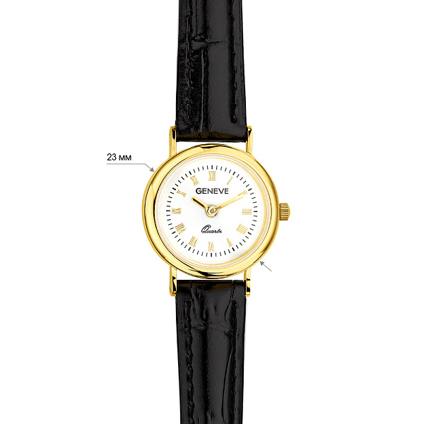 Золотий годинник зі шкіряним ремінцем (арт. 260235жбч) – зображення 4