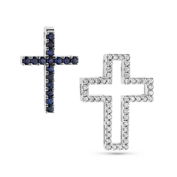 Хрестик трансформер з білого золота з сапфірами і діамантами (арт. 3109472202с) – зображення 2