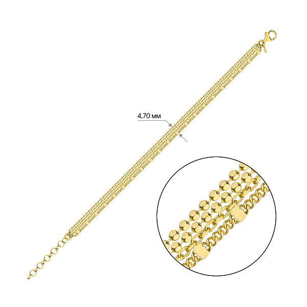 Багатошаровий срібний браслет Trendy Style з жовтим родіюванням (арт. 7509/3629ж) – зображення 2