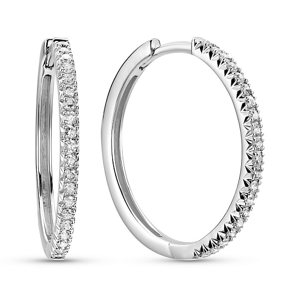 Серьги-кольца из белого золота с бриллиантами  (арт. С341528030б) – изображение 1