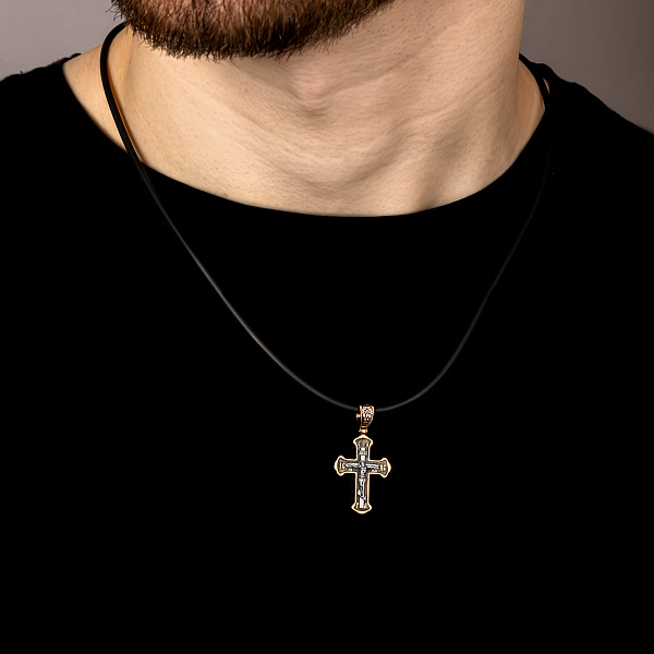 Золотий хрестик з розп'яттям без каменів (арт. 501722ч) – зображення 2