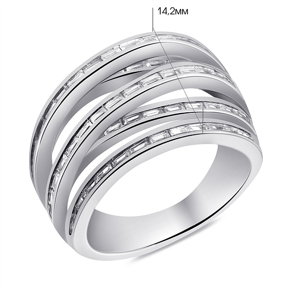 Срібна широка каблучка з фіанітами (арт. 7501/6821) – зображення 2