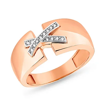 Каблучка з червоного золота з фіанітами (арт. 150676)