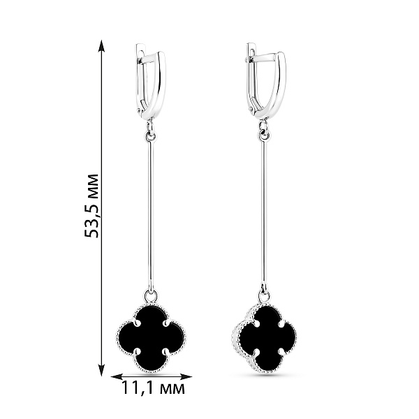 Золоті сережки Конюшина з оніксом (арт. 110716/10бо) – зображення 3