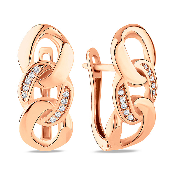 Сережки з червоного золота Ланки з фіанітами  (арт. 1091078) – зображення 1