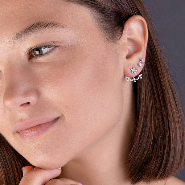 Одиночная серьга из белого золота с бриллиантами (арт. Т011139005бЯ) – изображение 2