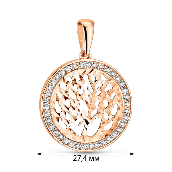 Кулон из красного золота с фианитами (арт. 424808) – изображение 2