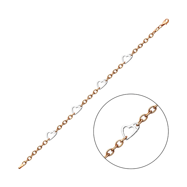 Браслет «Сердечки» з червоного і білого золота (арт. 321916кб) – зображення 1