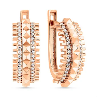 Сережки з червоного золота з фіанітами (арт. 1091397)