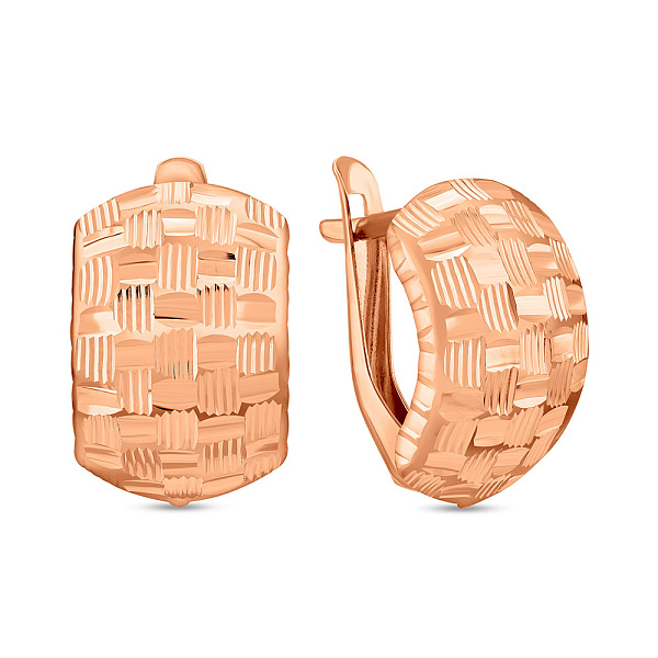 Золотые серьги с алмазной насечкой (арт. 120807) – изображение 1