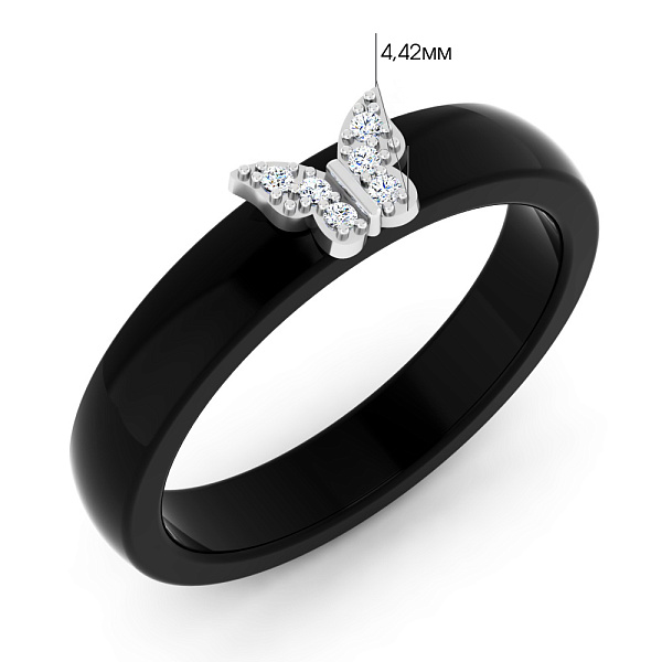 Кольцо из золота и черной керамики с бриллиантами (арт. К011792бч) – изображение 3