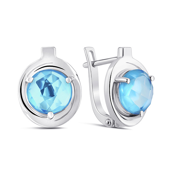 Срібні сережки з одним топазом (арт. 7502/2194385Птг) – зображення 1