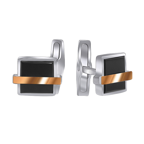 Серебряные запонки с ониксом (арт. 7215/422-зо) – изображение 1