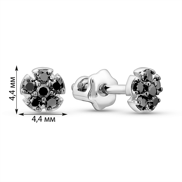 Золоті сережки з чорними діамантами (арт. Т011676020бч) – зображення 3