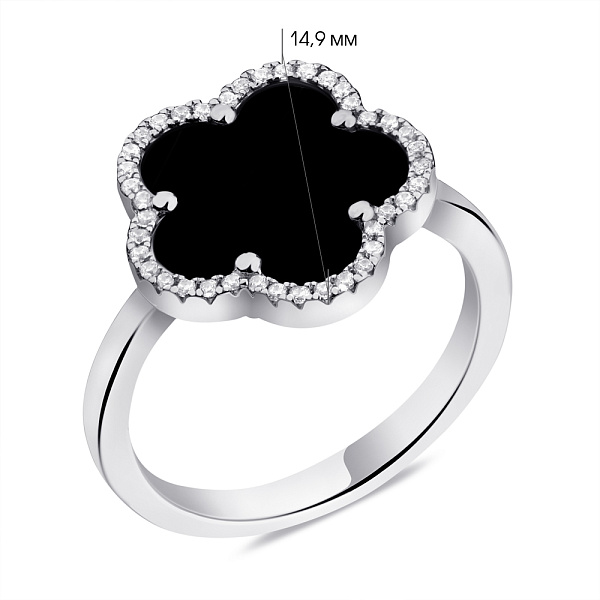 Серебряное кольцо с ониксом (арт. 7501/6532/15о) – изображение 2