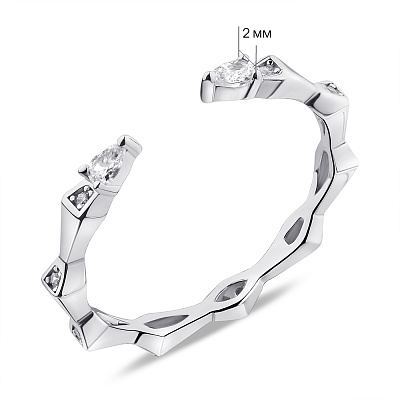 Серебряное незамкнутое кольцо с фианитами (арт. 7501/6173)