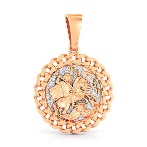 Золотой кулон-оберег Георгий Победоносец (арт. 440937ч) – изображение 1