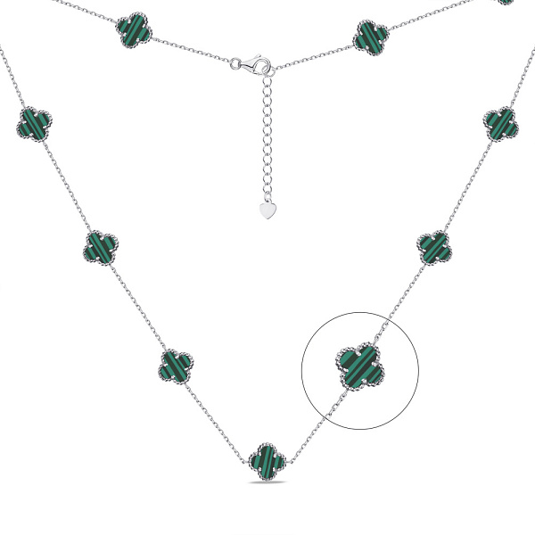Колье Клевер из серебра с малахитом (арт. 7507/1188/10млх) – изображение 1