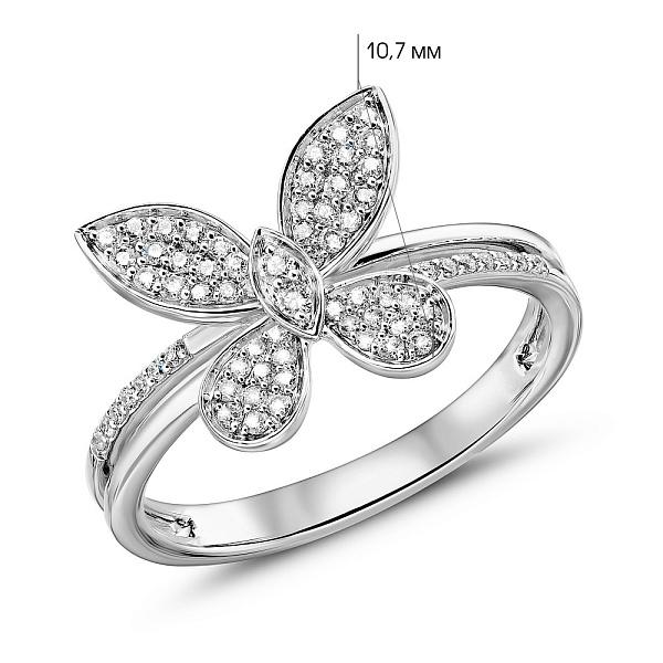 Золота каблучка Метелик з діамантами (арт. К341356020б) – зображення 3