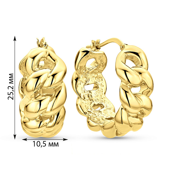Золотые сережки-кольца Francelli в желтом цвете металла (арт. 109746/20ж) – изображение 2