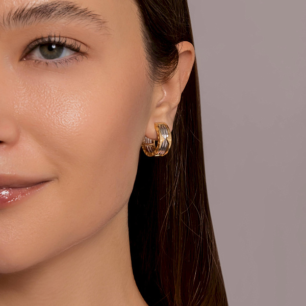 Золоті сережки в комбінованому кольорі металу (арт. 104165/20жб) – зображення 4