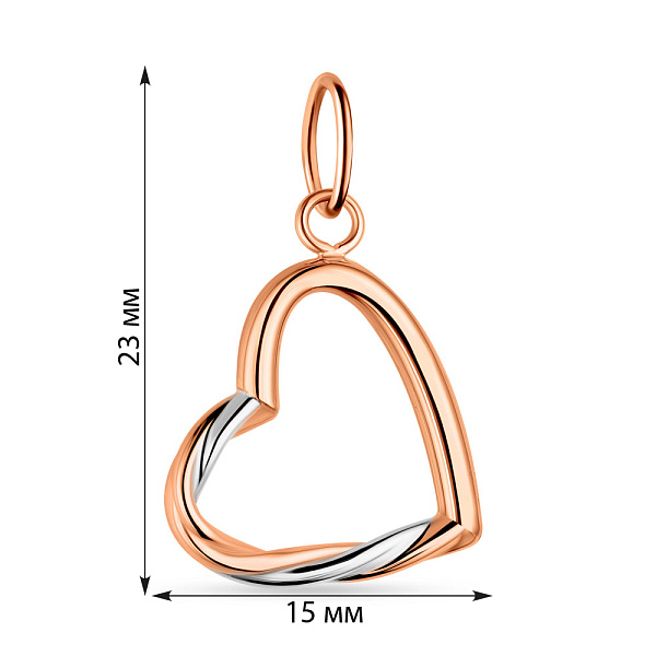 Золотой кулон Сердце с родированием (арт. 424506р) – изображение 4