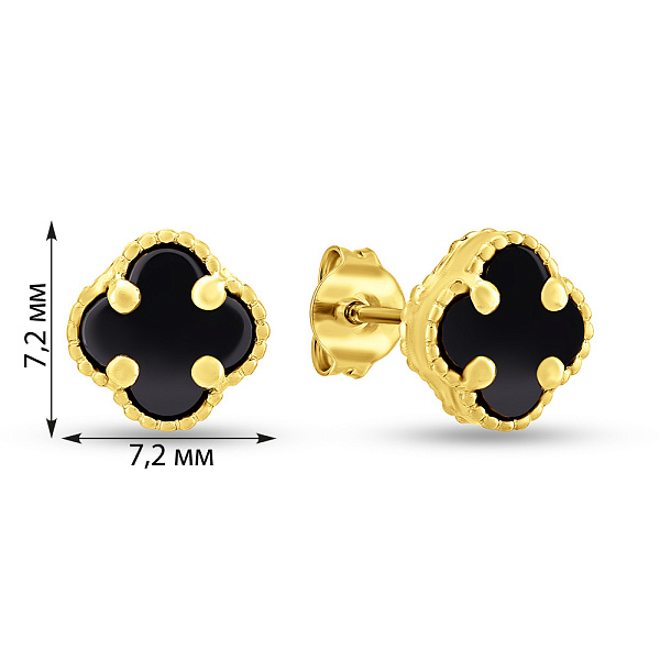 Золотые серьги с ониксом (арт. 104811/7жо) – изображение 3