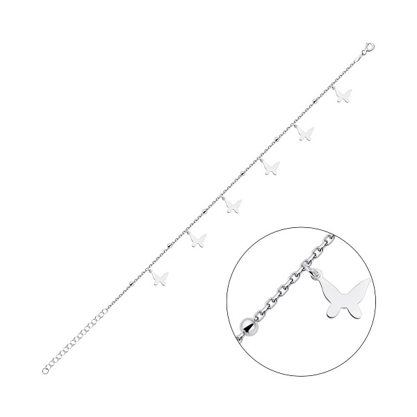 Браслет "Метелики" зі срібла (арт. 7509/3470) – зображення 1